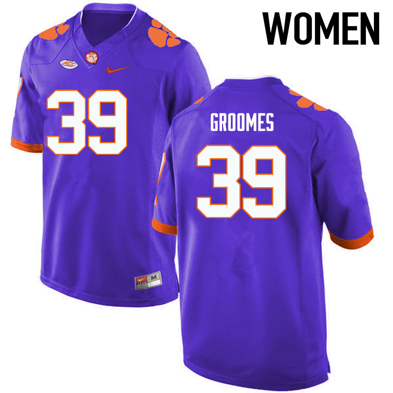Women Clemson Tigers #39 Christian Groomes College Football Jerseys-Purple - Click Image to Close